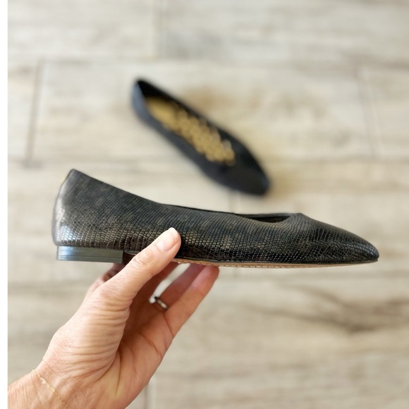 Birdies The Crane Leather Flat Square Toe Ballet Flats Espresso Gray Women's - Picture 4 of 10